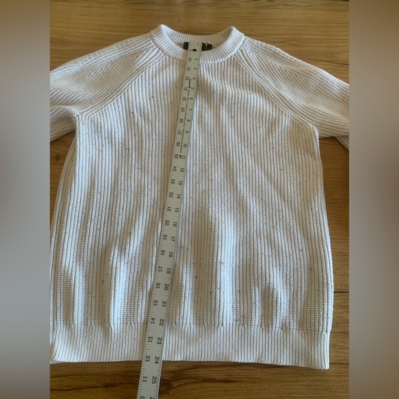 Theory Speckled Crew Neck Sweater White Long‎ Sleeve Women’s Large Preloved - Picture 4 of 7